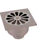 Siphon de sol PVC avec grille Inox 140 x140 mm - Gris