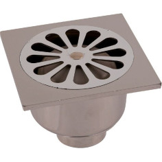 Siphon de sol grille Inox 140 x 140 mm sortie verticale Ø 40 mm - GRANSIRE