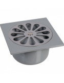 Siphon de sol PVC avec grille Inox 140 x140 mm - Gris