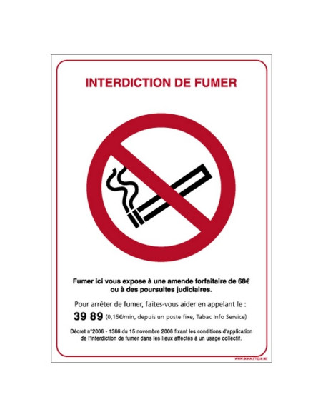 Panneau Interdiction de fumer 29,7 x 21 cm