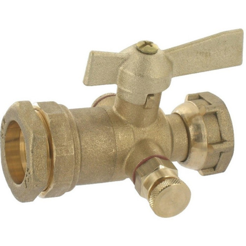 Vanne laiton à purge F 3/4" (20x27) - PE Ø 25 mm pour compteur - RAVANI