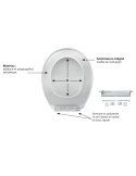 Dimensions Abattant wc double blanc en polypropylène Monaco - SIAMP