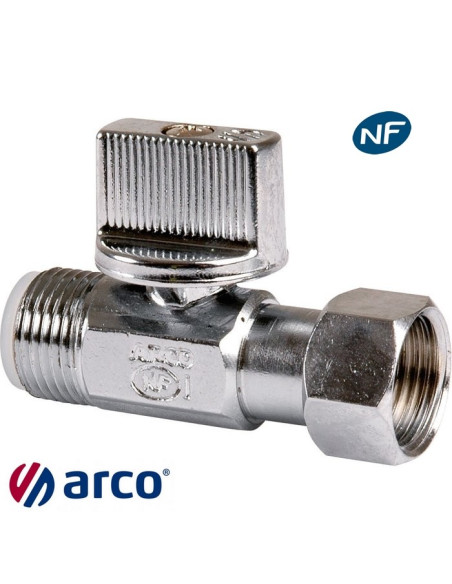 Robinet d'arrêt WC 1/4 tour droit 3/8" chromé - ARCO