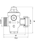 Dimensions Réducteur de pression M-F 3/4" (20x27) WATTS Redufix