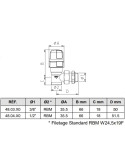 Dimensions robinet M 3/8" équerre thermostatique de radiateur réf. 480300 - RBM