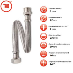 Flexible Inox sanitaire Mâle-Femelle Ø int. 8mm - TUCAI