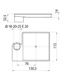 Porte savon carré pour barre Ø 18 - 20 - 25 mm - BOSSINI V00106