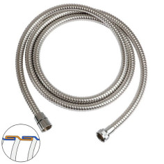 Flexible douche Inox 1,50 m double agrafage chromé avec écrou libre