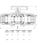 Dimensions Vanne pour tube PE Ø 32 mm raccord à compression - UNIDELTA