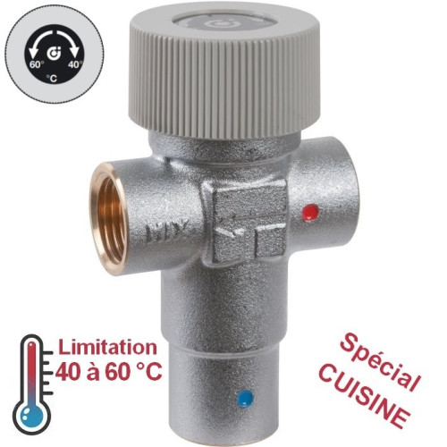 Mitigeur thermostatique de sécurité 60°C eau chaude sanitaire cuisine CALEFFI