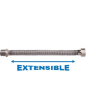 Flexible extensible Inox M 1/2" - F 1/2" Longueur 250 à 500 mm - TUCAI