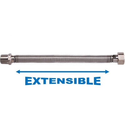 Flexible extensible Inox M 1/2" - F 1/2" Longueur 250 à 500 mm - TUCAI