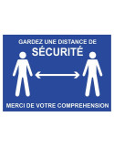 Panneau "Gardez une distance de sécurité" bleu - Distanciation - spécial COVID