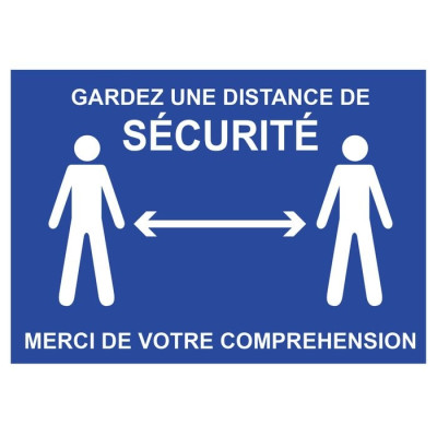 Panneau "Gardez une distance de sécurité" bleu - Distanciation - spécial COVID