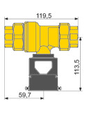 Dimensions Disconnecteur F 1/2" à zone de pression réduite non contrôlable CALEFFI 573415