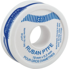 Ruban Téflon PTFE 19 mm x 0,2 mm en rouleau de 12 m - GEB