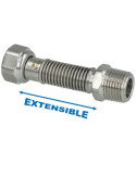 Flexible 1/2" (15x21) extensible 75 - 130 mm inox annelé
