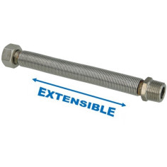 Flexible 1/2" extensible 200 à 410 mm inox annelé - Plomberie Online