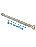 Flexible 1/2" extensible 300 - 600 mm inox annelé - Vue écrou libre