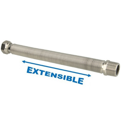 Flexible 3/4" extensible 260 - 520 mm inox annelé - Plomberie Online