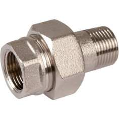 Raccord union droit M F 1/2" (15x21) en laiton nickelé - THERMADOR