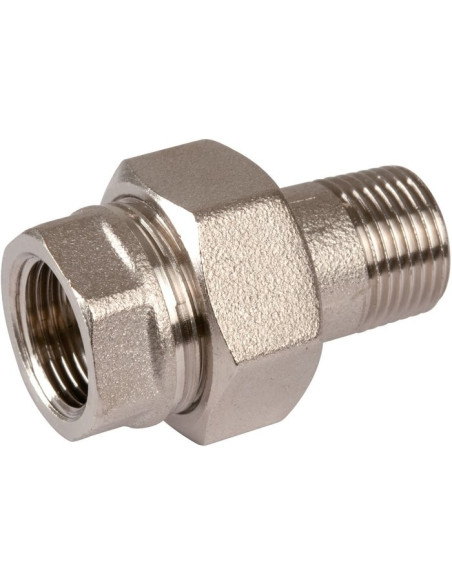 Raccord union droit M F 1/2" (15x21) en laiton nickelé - THERMADOR