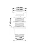 Dimensions Bonde laiton chromé 1"1/4 pour lavabo avec clapet clic-clac à pousser