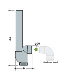 Dimensions siphon de machine à laver "Gain de place" - NICOLL YH42C
