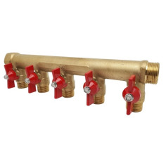 Collecteur Mâle-Femelle 3/4" - sorties 1/2" avec mini vannes intégrées - Sélection PLOMBERIE ONLINE