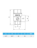 Dimensions Soupape de sécurité 1/2" - tarage 3 bar - Sélection Plomberie Online