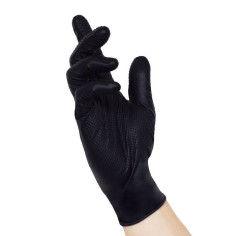 Gants jetables noirs en nitrile Tough Grip N - NITRAS (boîte de 100)
