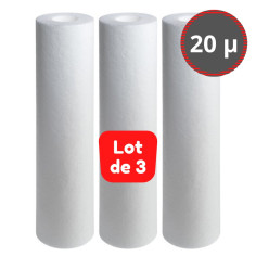 Lot de 3 cartouches filtrantes extrudées 20 µ, Hauteur 25 cm - Ø 63 x 27 mm - MBEXPERT