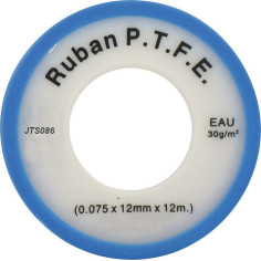 Ruban téflon PTFE 30g/m² - Largeur 12 mm, rouleau de 12 mètre