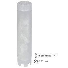 Cartouche cristaux anti calcaire H 250 mm Ø 63 mm - APIC 215101