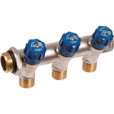 Collecteur / Nourrice avec vannes intégrées bleues - Entrées MF 3/4" Sorties M 1/2" - PBtub